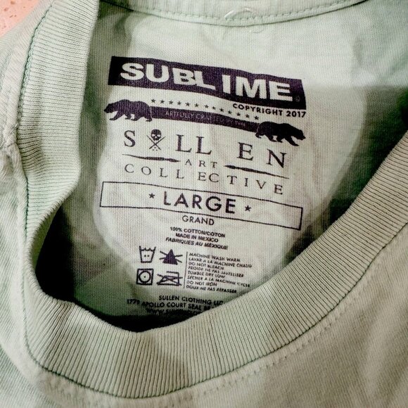 Men's Sullen Art Co Ruca Premium Sublime Long Beach Neptune Green T-Shirt Size L - Picture 3 of 3